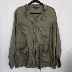 Sanctuary Womens‎ XL Utility Military Anorak Jacket Army Green Lyocell Blend